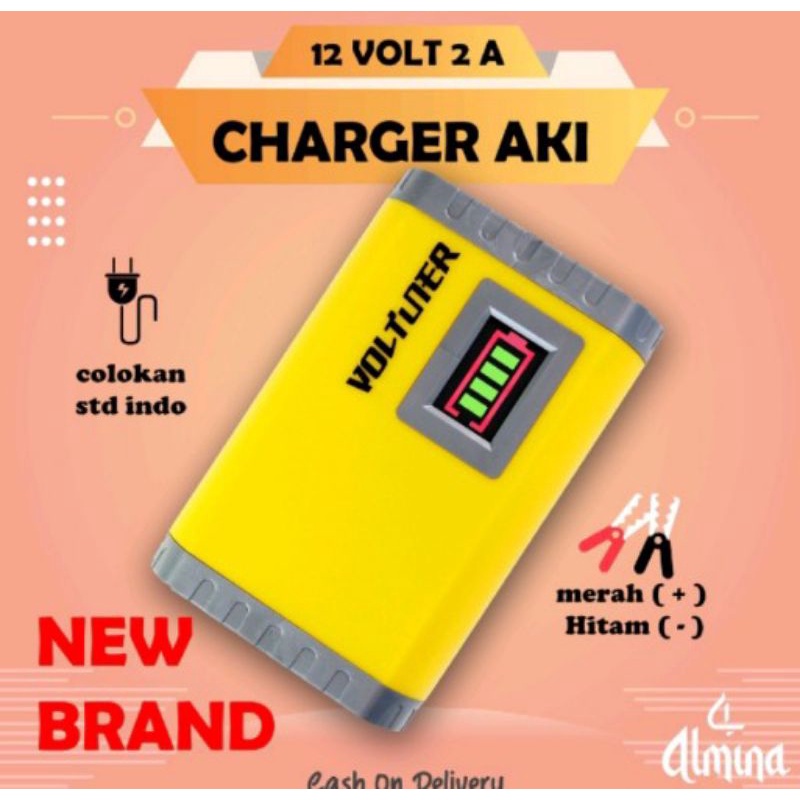 charger aki 12 volt 2amper motor mobil