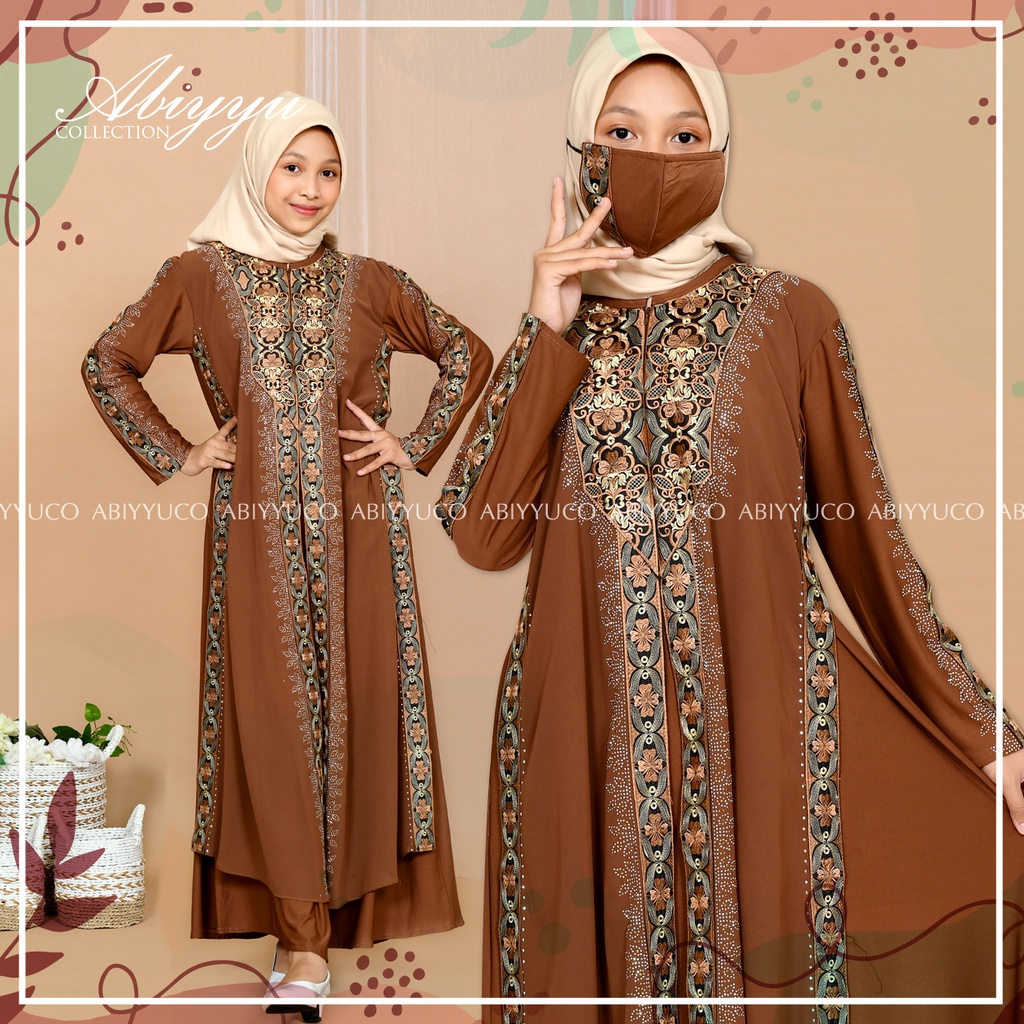 Abiyyuco TA8015A | Gamis Abaya Turkey Anak (Bonus Masker) / Gamis Abaya Turki Anak / Bisa Dipesan Couple dengan abaya Ibunya, ready untuk anak usia 4 sampai 13 tahun, Bahan Jersey dan Ceruty, ready 8 warna