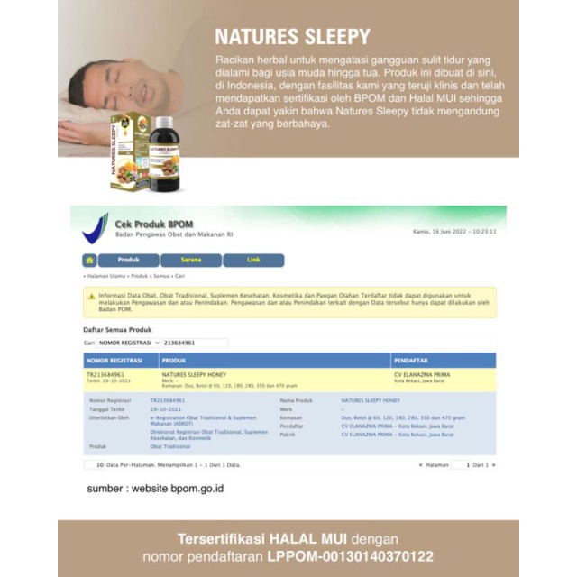 NATURES SLEEPY Madu Natures Sleepy Obat Susah Tidur Insomnia Herbal Lelap Tidur Imsomnia Ngantuk Lebih Cepat Melancarkan Peredaran darah Mengurangi Stress dan meredakan ketegangan syaraf  Menyegarkan Badan Memperbaiki Kualitas Tidur &amp; Pola Tidur