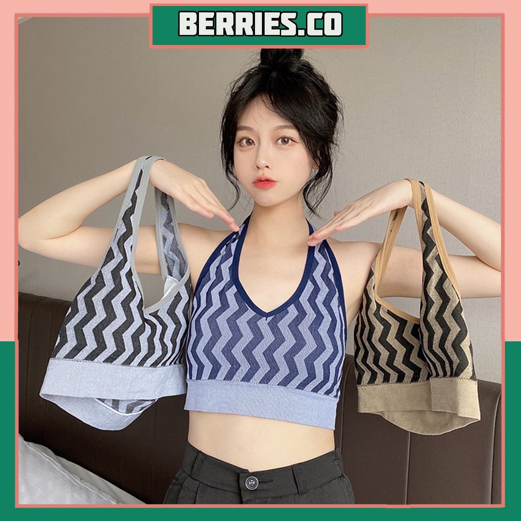 BRI*•BR919 Tanktop Wanita Bra Fashion Tali Gantung Leher Bh Tanpa Kawat Sexy Pakaian Dalam Cod