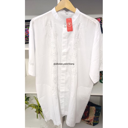 Baju Koko Putih Bordir Manual Pria Dewasa / Baju Koko Kerancang Padang