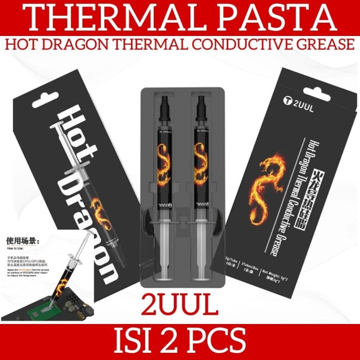 Isi 2Pcs 2UUL TUBE HOT DRAGON THERMAL CONDUCTIVE GREASE PASTA HEATSINK