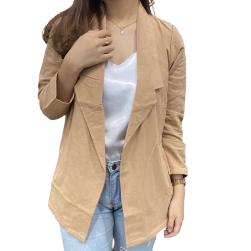 Blazer Linen Nancy Outer Atasan Wanita Model Korea Viral Kekinian