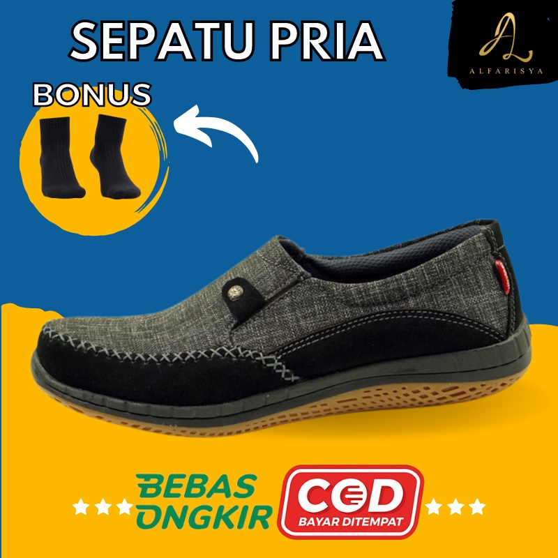 Slip On Pria Spatu Santai Ukuran 39 40 41 42 43 Warna Hitam Coklat Tua Muda Dewasa Keren Original Br