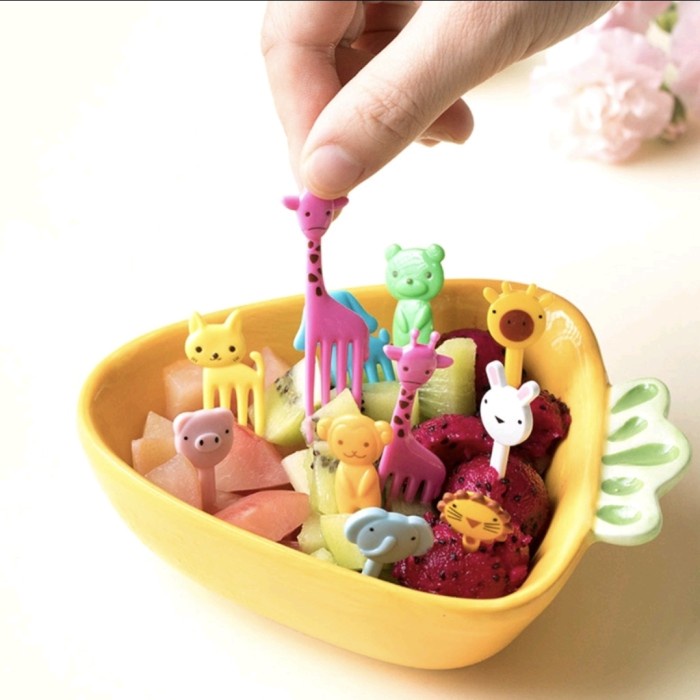 HOT SALE !! 10pcs Tusukan Bento ANIMAL JERAPAH Garpu Buah/Kue/Dessert/Bento Lucu Anak