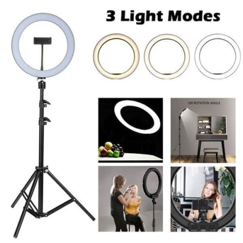 Paket Komplit Ringlight 26cm + Tripod 2,1 Meter Make Up Vlog Lampu Ringlight HIGH QUALITY