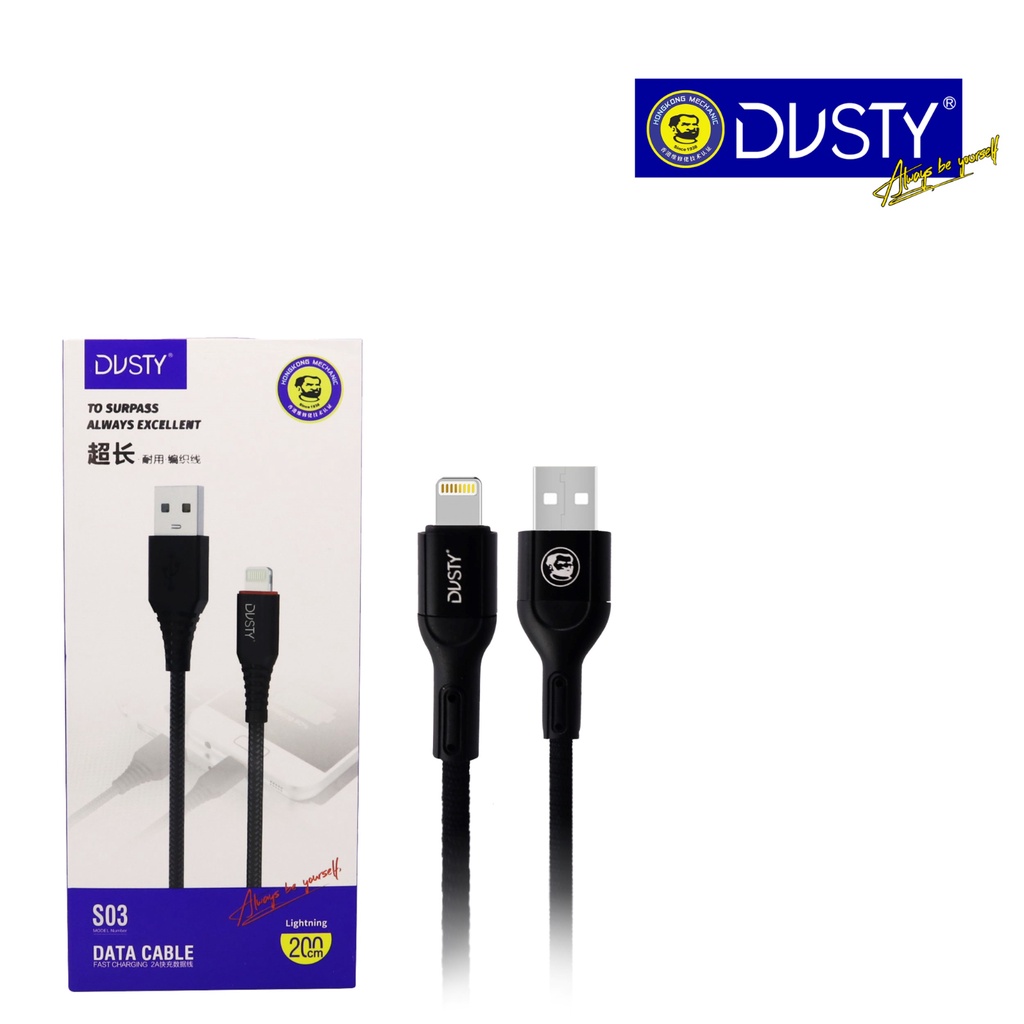 mechanic dusty s03 kabel data usb lightning iphone fast charging 2m 2a black original