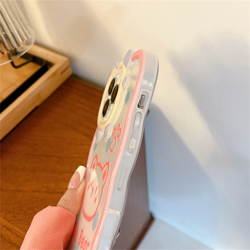 Soft Case Pelindung Bumper Shockproof Motif Kartun Beruang Untuk iPhone 14 13 12 11 Pro Max X Xr Xs Max 7 8 6 6s Plus SE
