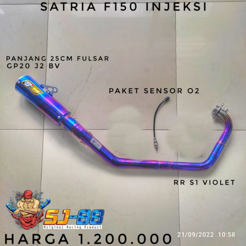 Knalpot Racing SJ88 Satria FU Fi Injeksi 150 Header Pipa RR S1 Violet Slincer GP20 J2 Blue Violet 25 cm Sensor O2