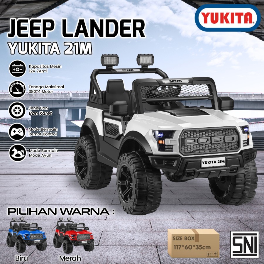 MAINAN MOBIL AKI ANAK YUKITA 21M - JEEP LANDER maenan remote control jip mobilan keren bagus hadiah 