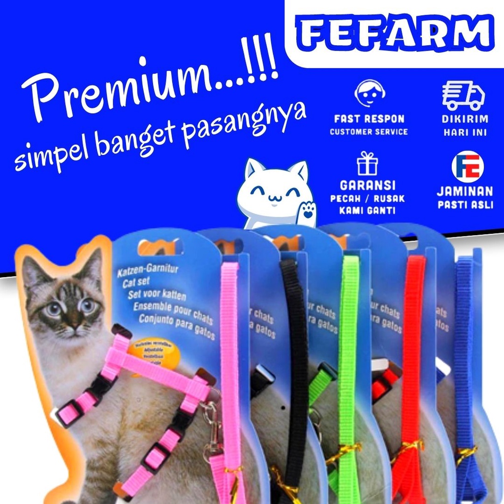 Harness H Hernes Tali Hewan Kalung Tuntun Badan Kucing Musang Kelinci FEFARM