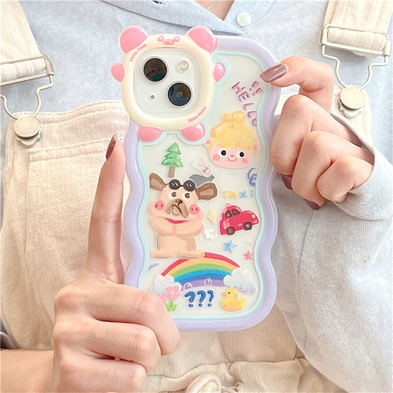 Soft Case Pelindung Lensa Shockproof Motif Kartun Monster Kecil Untuk iPhone 14 13 12 11 Pro Max X Xr Xs Max 7 8 6 6s Plus SE 2020