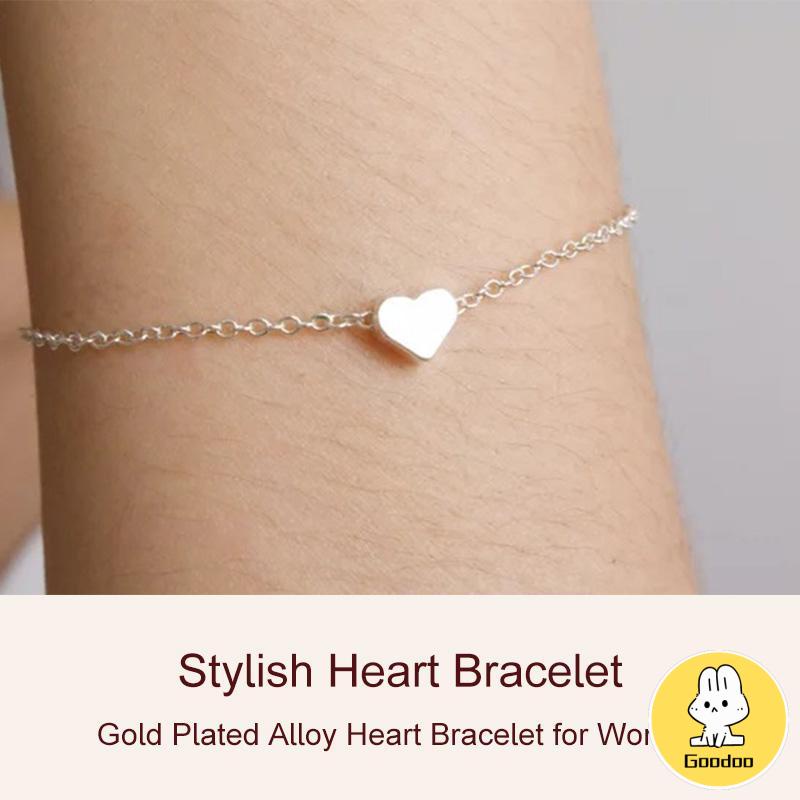 Gelang Bentuk Hati Bahan Alloy Lapis Emas Untuk Wanita  -Doo