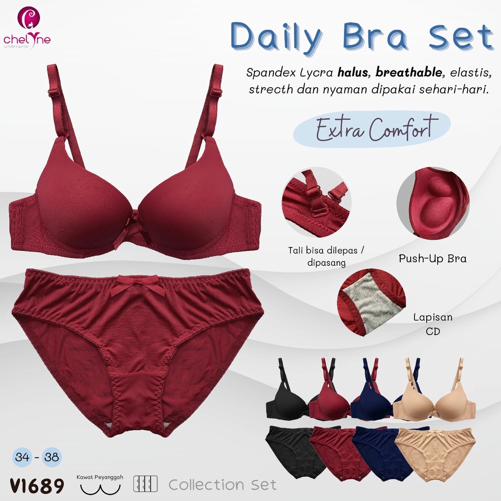 Chelyne Setelan Wanita Bra CD | Bra CD Polos Berkawat | Bra CD Wanita Merk Chelyne