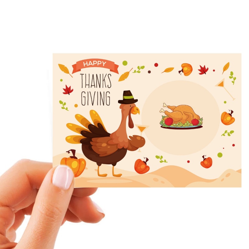 Zzz 48pcs Stiker Kartu Permainan Kalkun Thanksgiving