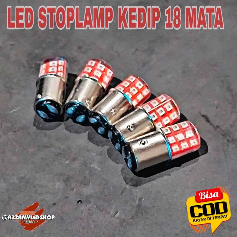 Lampu stoplamp belakang lampu rem universal 18 mata led mode diam dan kedip kedip