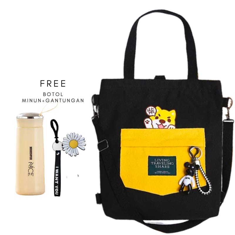 RAJA Tas kanvas Tote KUCING//ala Korea kekinian