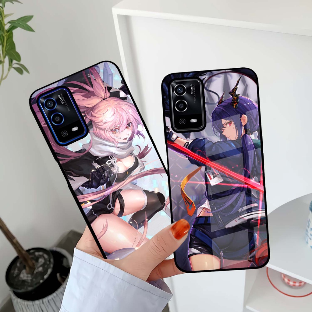 Case Kilau Oppo A74 | A95 | Casing Hp Glossy | Pelindung Smartphone | Motif Anime Girl Katana