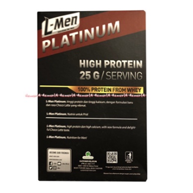 L-Men Platinum 231gr High Protein Choco Latte High Calcium Protein From Whey Lmen Susu Nutrisi Untuk Pria Cowok Agar Lebih Berotot Fitnes L men Bubuk Rasa Coklat Late 6 sachet Kemasan Merah