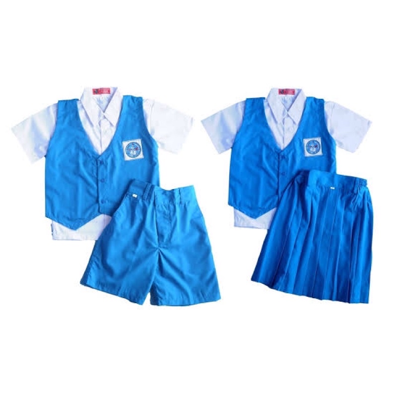 Seragam TK model rompi warna biru pendek