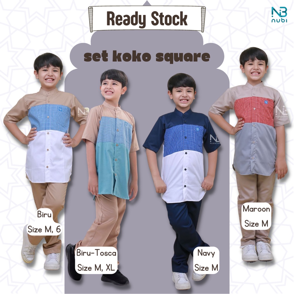 KOKO ANAK LAKI-LAKI BAHAN KATUN TOYOBO MOTIF KOTAK-KOTAK NUBI SQUARE