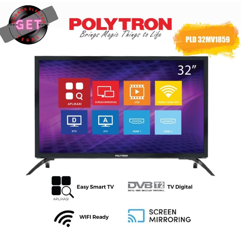 SMART TV LED POLYTRON 32" INCH ~ PLD 32MV1859 [EASY SMART] MOLA TV (KOTA TEGAL)