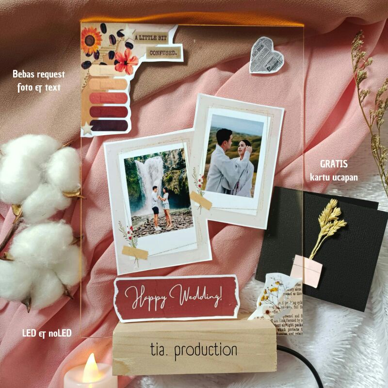 Kado Ulang Tahun Hadiah Ulang Tahun Lampu Tidur Akrilik CUSTOM FOTO & UCAPAN lampu hias lampu tidur 