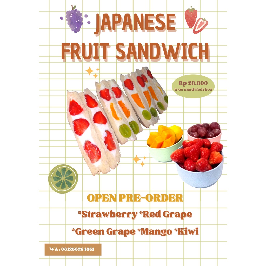 

Japanese Fruit Sandwich / Fruit Sando / Sandwich Buah