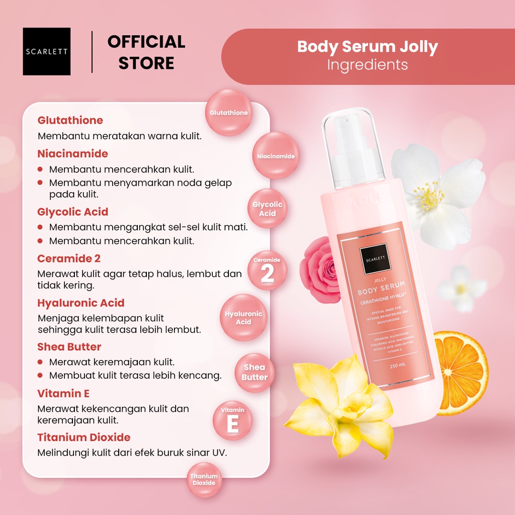 NEW ARRIVAL SCARLETT WHITENING BODY SERUM HAPPY | JOLLY | CHARMING | LOVING  250ML - BODY SERUM SCARLETT WHITENING BY FELICYA