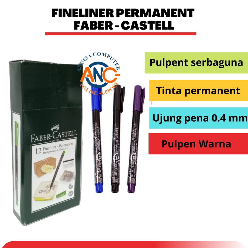 

Faber-Castell Fineliner Permanent / Balpoint / Pulpen Warna Murah ORI