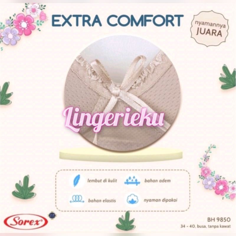 Sorex 9850 BH Bra Wanita Extra Comfort Tanpa Kawat Kait 2 Busa Tipis