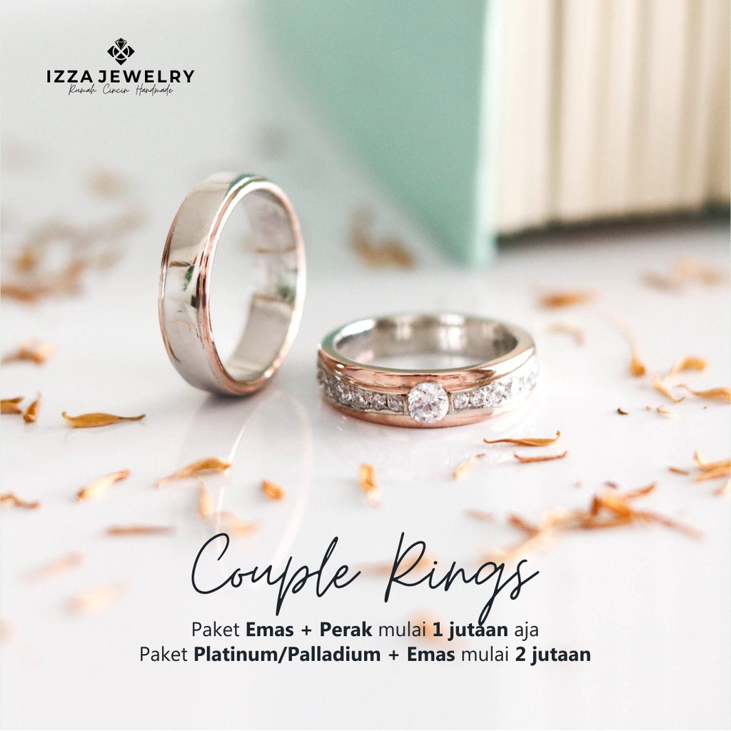 Cincin Nikah Emas putih 10% dan Perak Asli Lamaran Tunangan