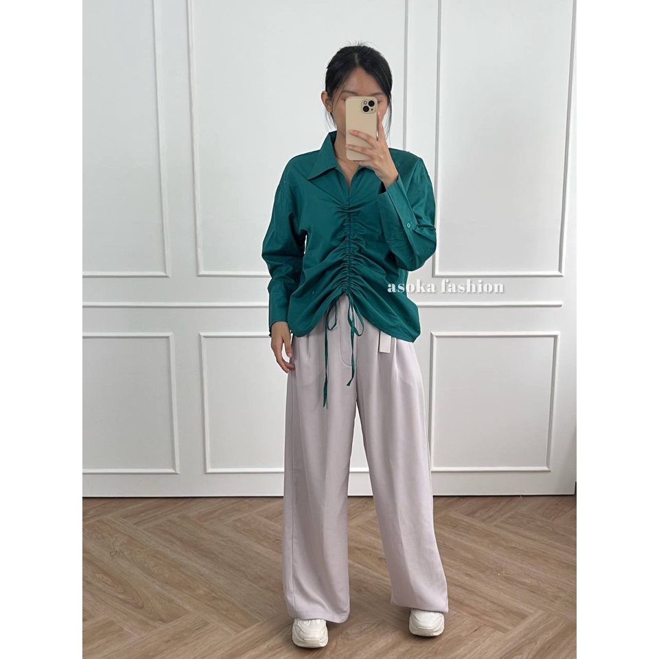 ASOKA  Yoone Top 2142 - Kemeja Korean - Kemeja Serut - Kemeja Polos Wanita