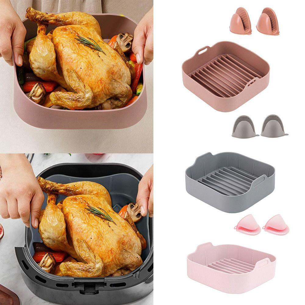 Top Square Silicone Pot Replacement Cooking Reusable AirFryer Aksesoris Dengan Klip Tangan