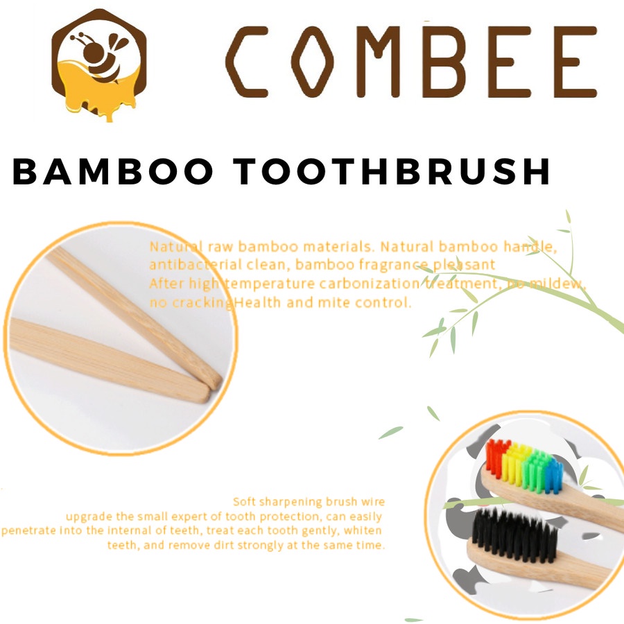 Eco Friendly Sikat Gigi Bamboo / Bambu Natural Alami