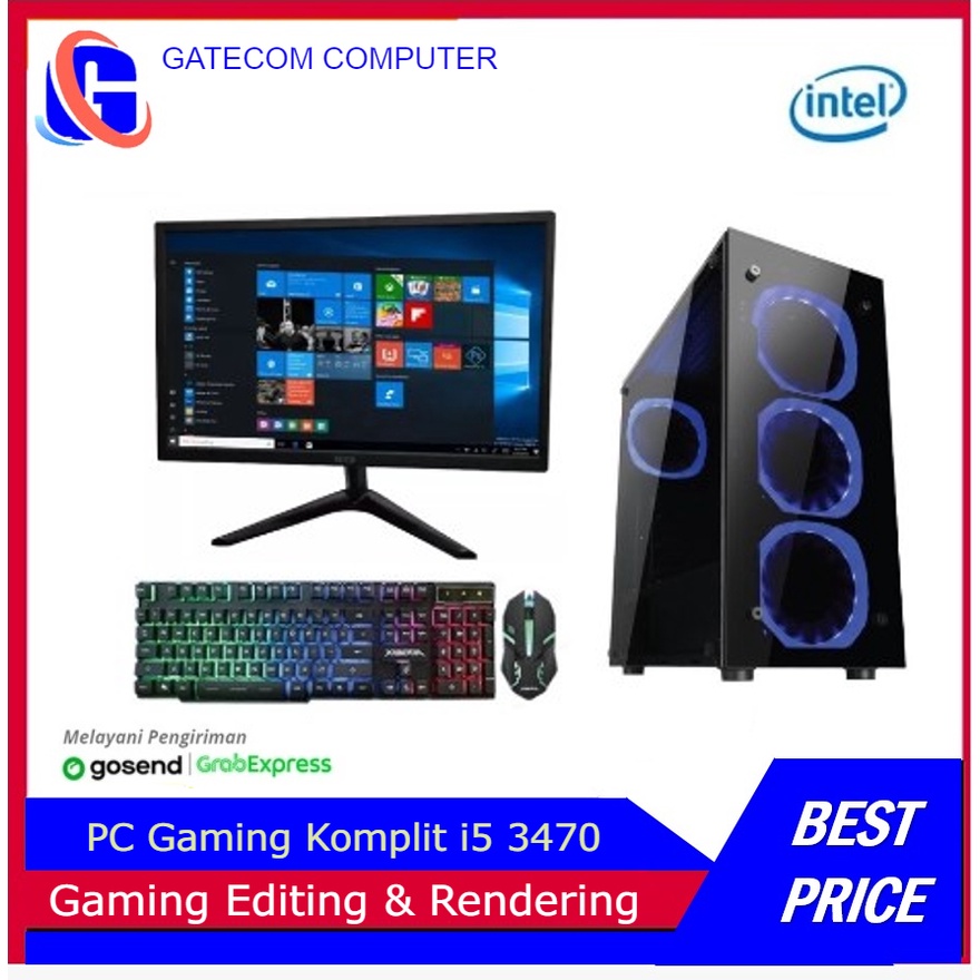 PC Gaming Komplit i5 3470 / GTX 750Ti 4GB / DDR 16 GB / SSD 120 /  LED19