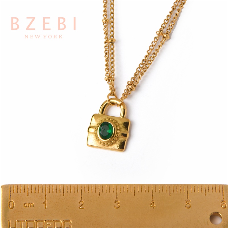 Kalung Emas 18k Bahan Titanium Steel Dengan Liontin Berlian 716n Anti Karat Gaya Korea Untuk Wanita