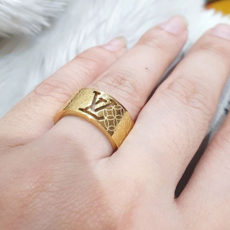 Cincin Titanium Asli Premium Quality Anti karat anti alergi Stainless steel ori Branded band C228 gold