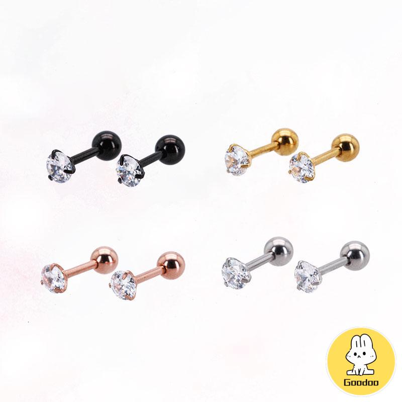 3 Cakar Kartilago Tujuan Ganda Anting-anting Stainless Steel Tragus Anting Fashion 1 Stud -Doo