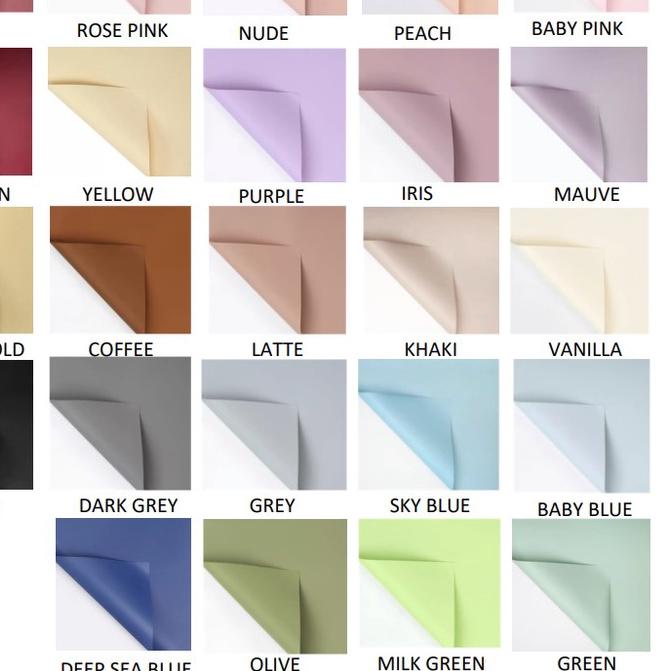 

kertas bunga (20 lembar) Korean doff color cellophane/wrapping paper/kertas bunga murah