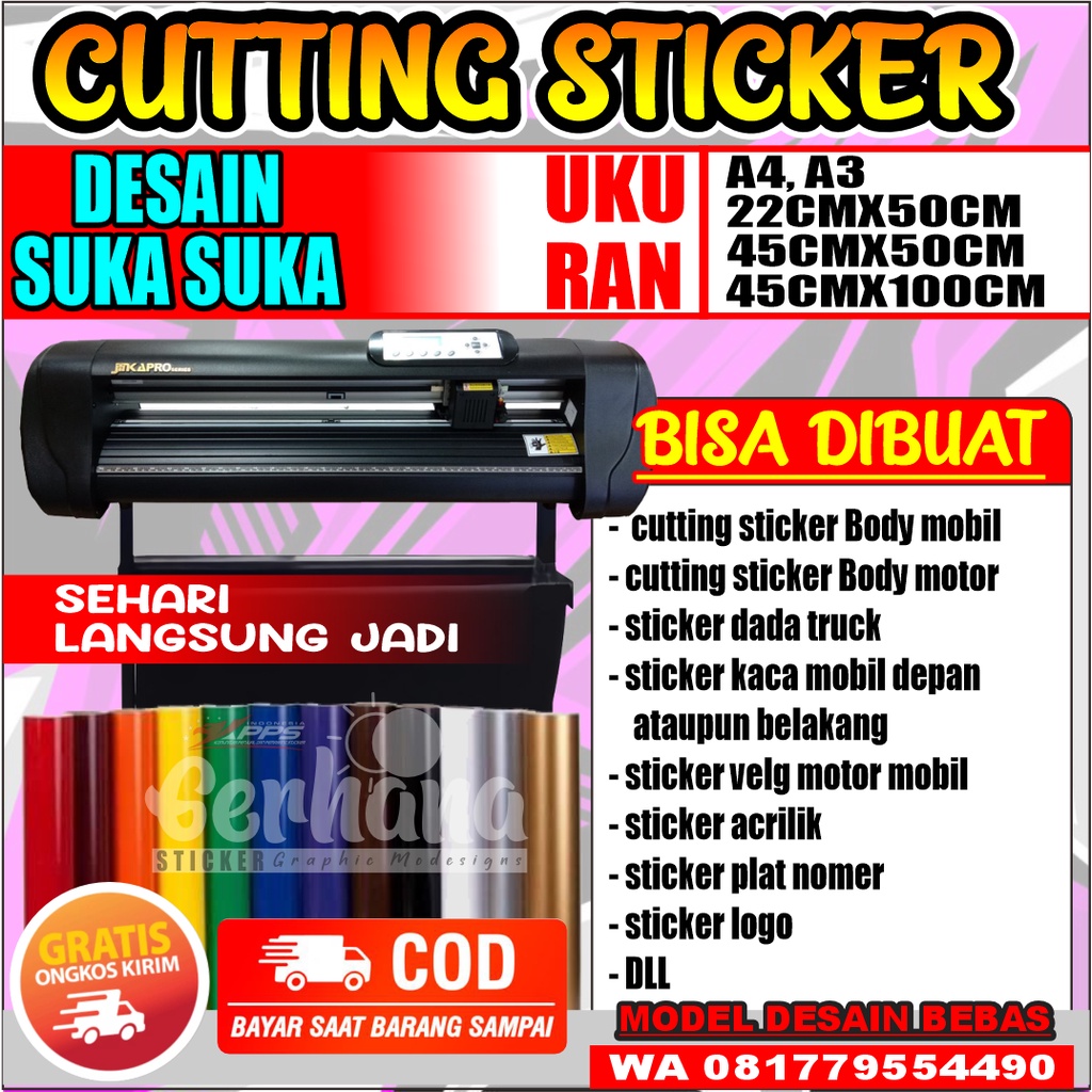 STICKER CUSTOM| CUTTING STICKER| CUTTING STICKER SUKA SUKA|STICKER DESAIN SENDIRI| STICKER MOBIL| ST