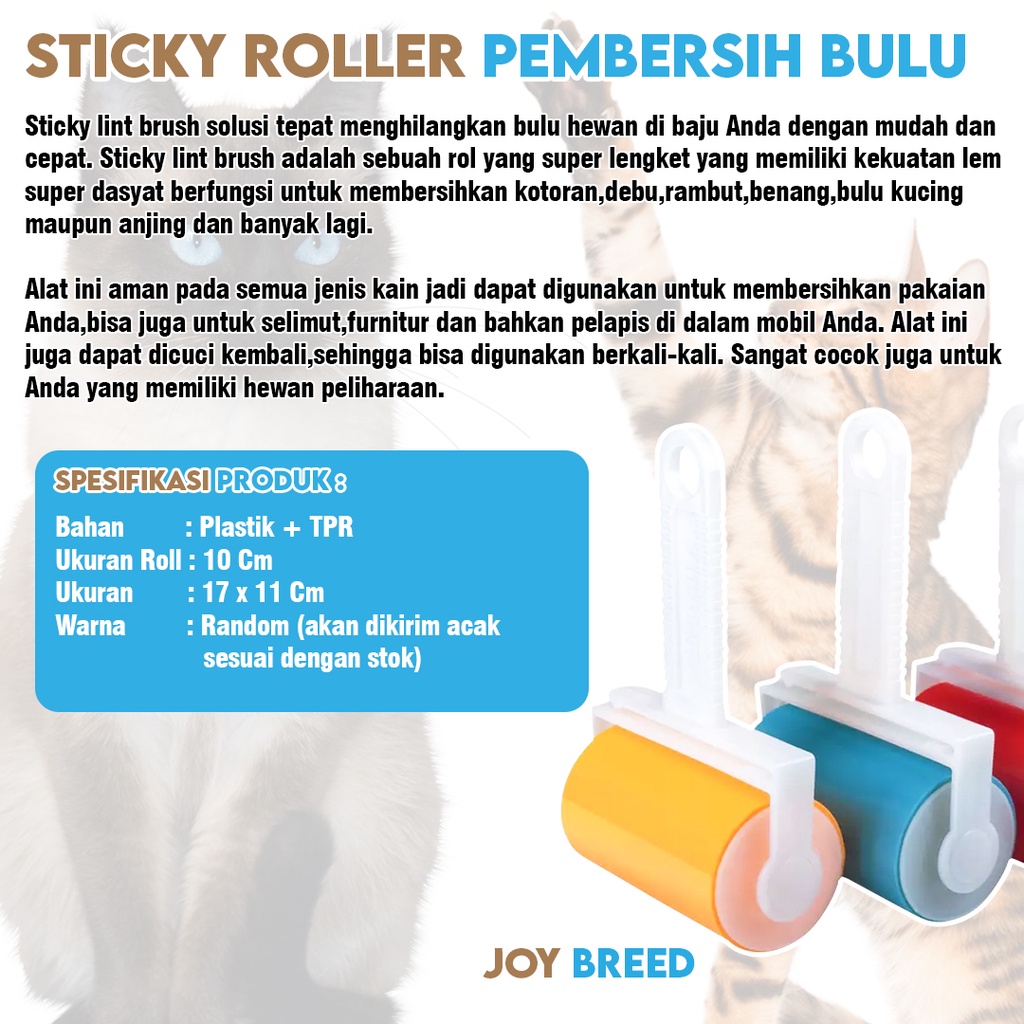 PEMBERSIH BULU RONTOK HEWAN STICKY ROLLER PEMBERSIH BULU HEWAN MURAH | JOY BREED