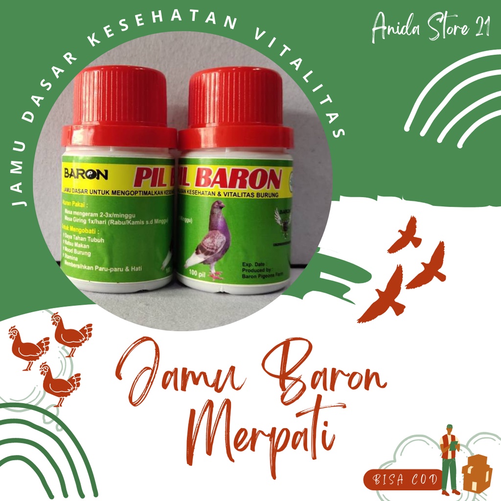 Jamu Baron Merpati Pil Baron Isi 100 Jamu Dasar Kesehatan Vitalitas Burung Merpati