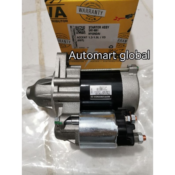 Dinamo starter komplit hyundai accent body kecil merk lucas 8t 0.8kw