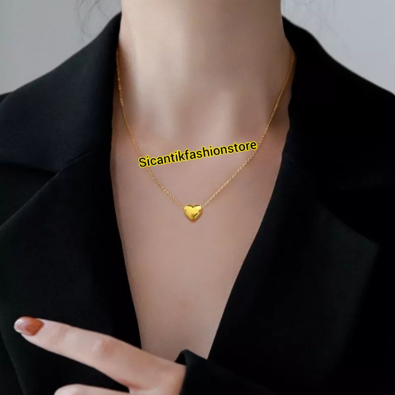 Kalung Titanium Gold Liontin Love you Terbaru Terlaris Fashion Wanita Anti Karat Selamanya Kalung Wanita Korea Liontin Love Kekinian Kalung Wanita K5 Gold