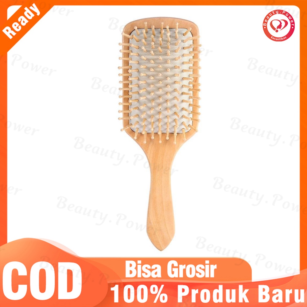 Sisir Rambut Kayu Premium Model Persegi panjang Warna Putih