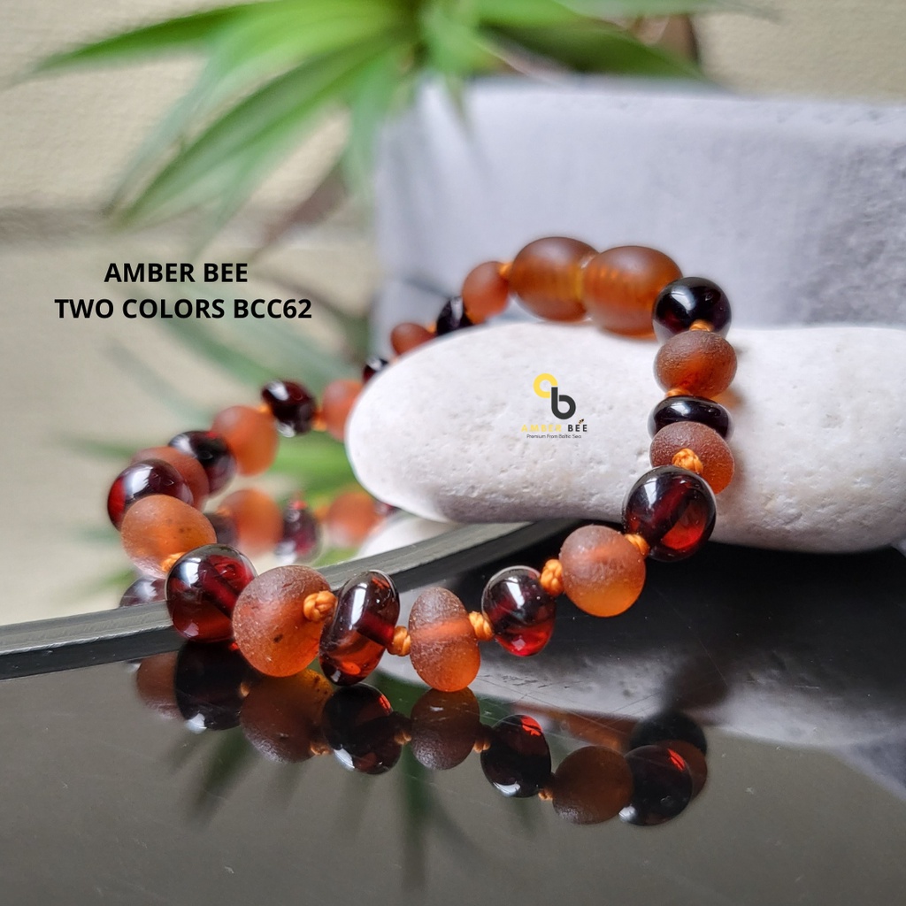 Gelang Amber Baltic Lithuania Bayi &amp; Anak Premium Mix Cherry Cognac By Amber Bee BMCC62