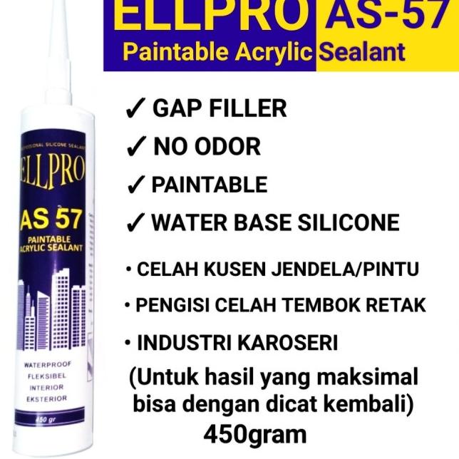 

Lem Paintable Acrylic Sealant ELLPRO AS57(Silicone Sealant Bisa Dicat) - GREY