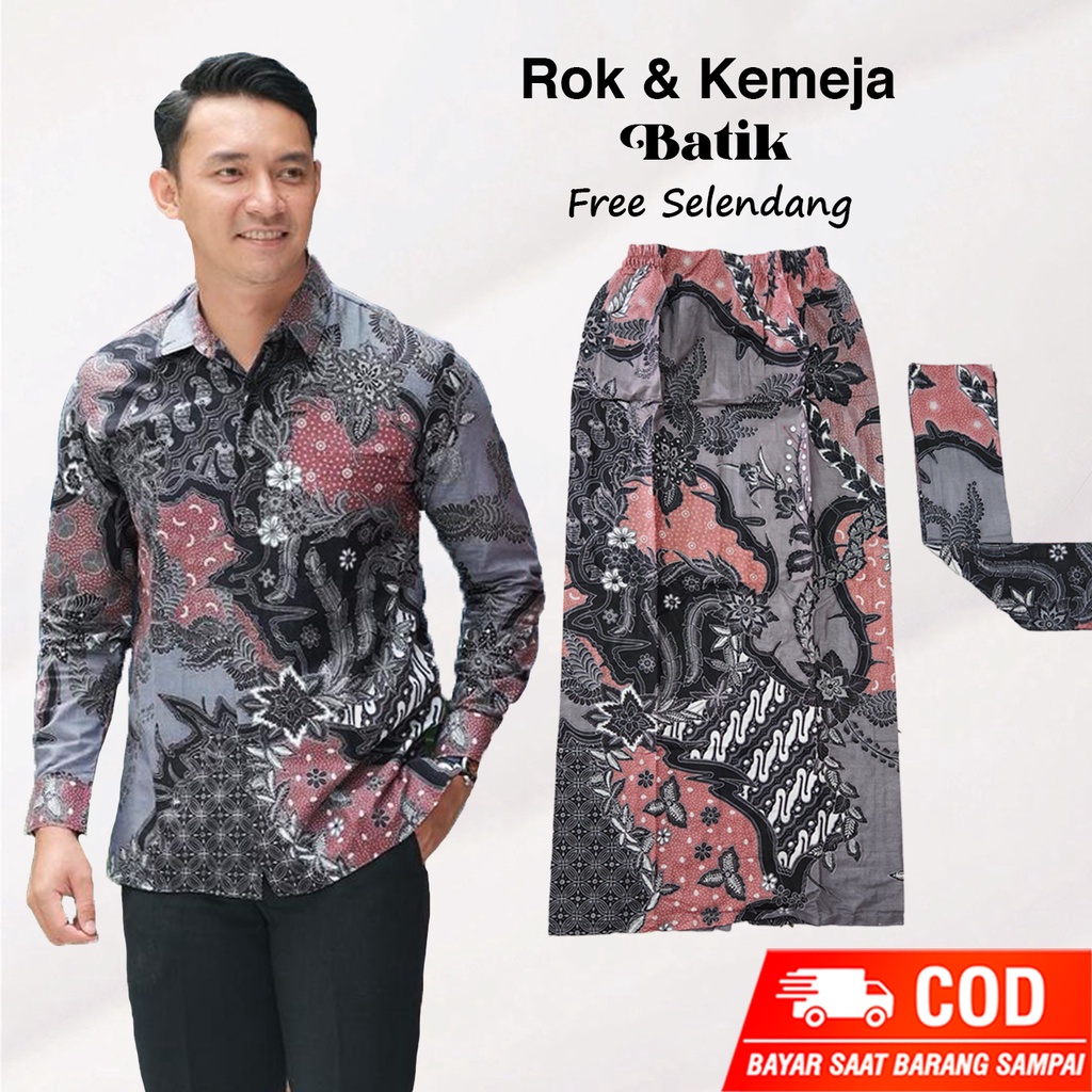 AZKANABATIK - NEW ARRIVAL Couple kemeja batik dan rok slendang allsize Rok batik span modern termurah