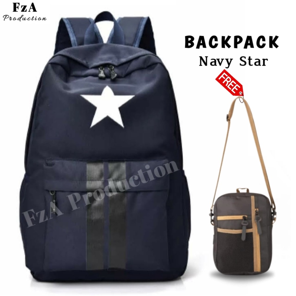 Tas Ransel Punggung Distro Casual Pria Wanita / Tas Ransel Laptop Bacpack Tas Sekolah Original FREE Slingbag